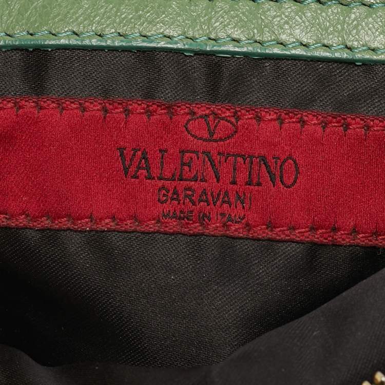 Pre Owned Valentino Green Leather Boston Bag