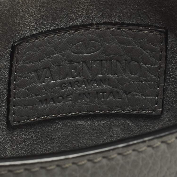 Pre Owned Valentino My Rockstud Mini Grey Leather Top Handle Bag