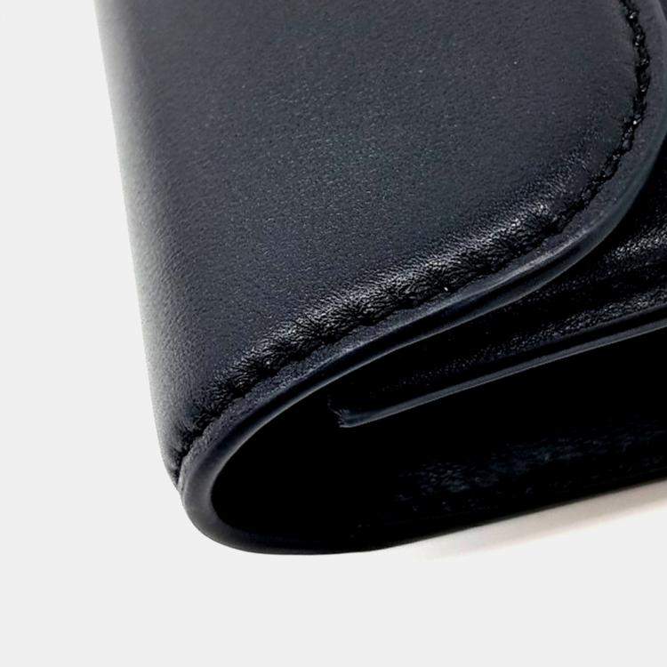 Pre Owned Valentino Black Leather V-ring shoulder bag