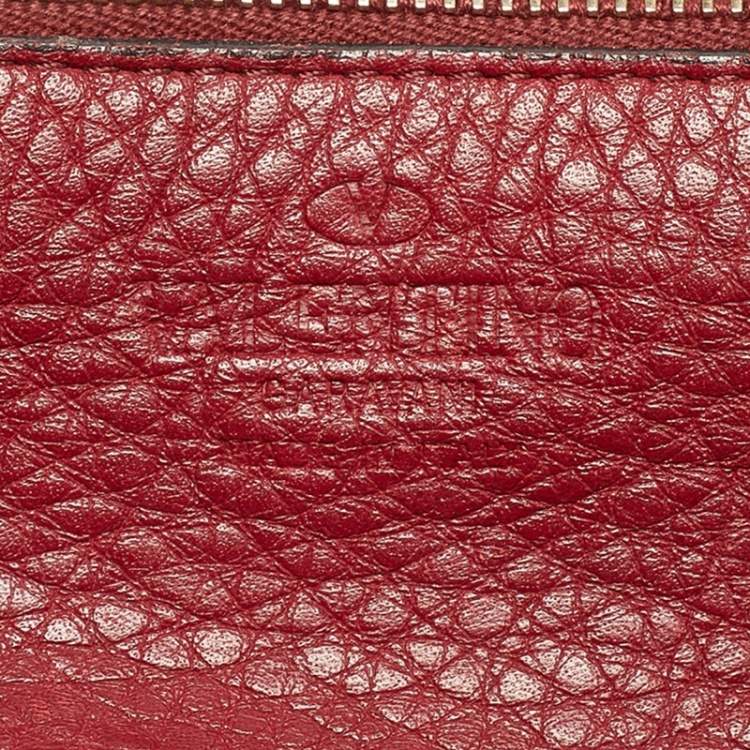 Pre Owned Valentino Rockstud Trapeze Medium Red Leather Tote