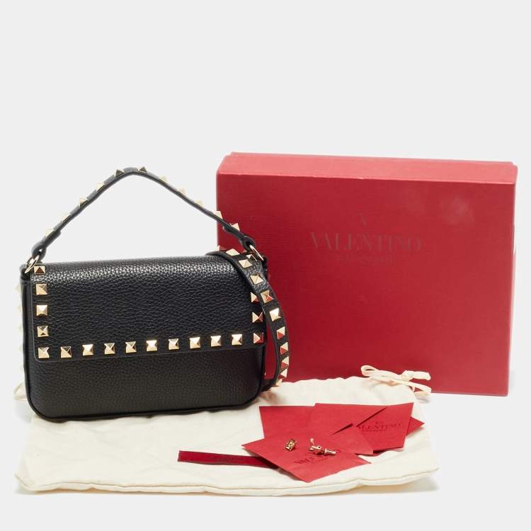 Pre Owned Valentino Rockstud Black Leather Clutch Bag
