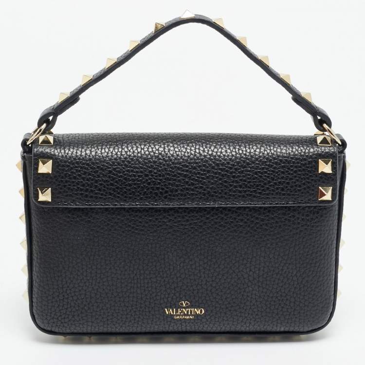 Pre Owned Valentino Rockstud Black Leather Clutch Bag