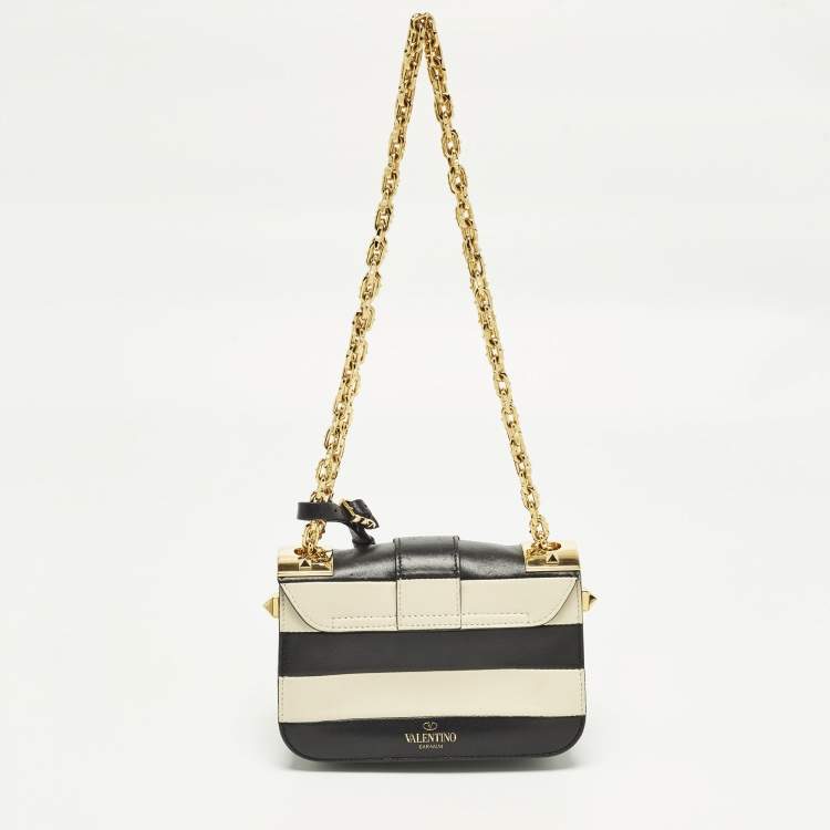 Pre Owned Valentino B-Rockstud Black/White Leather Shoulder Bag