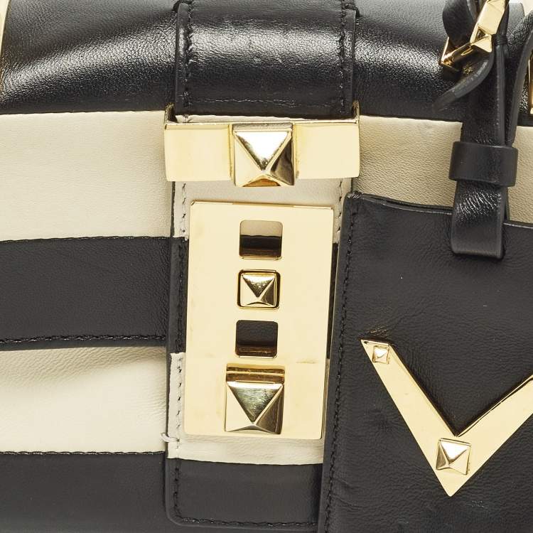 Pre Owned Valentino B-Rockstud Black/White Leather Shoulder Bag