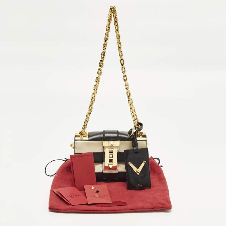 Pre Owned Valentino B-Rockstud Black/White Leather Shoulder Bag