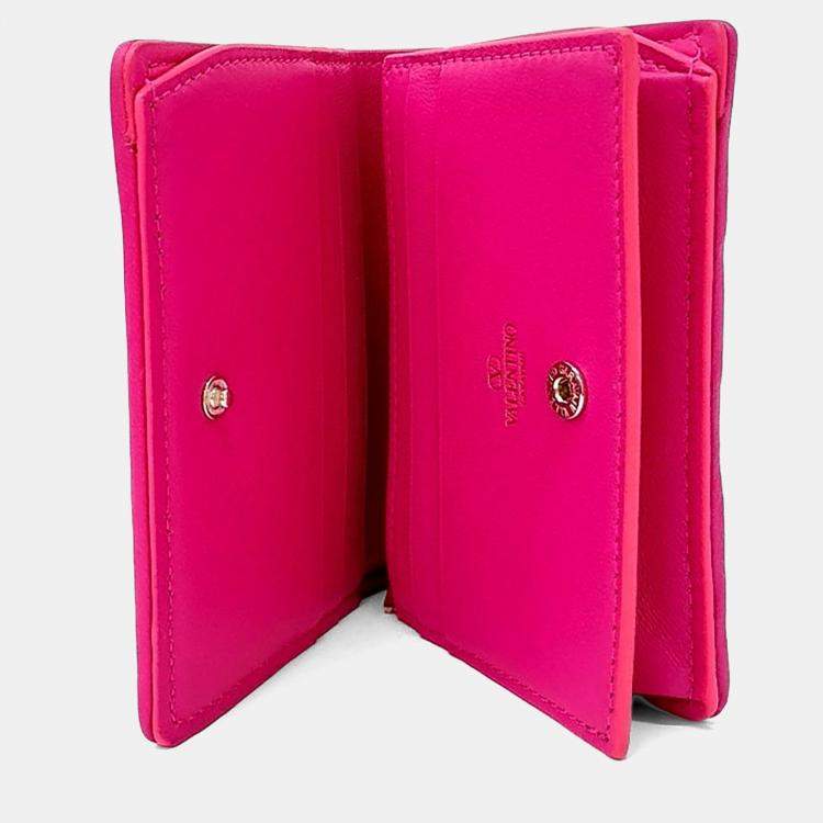 Pre Owned Valentino Pink Canvas Toile Iconograph Bifold Wallet