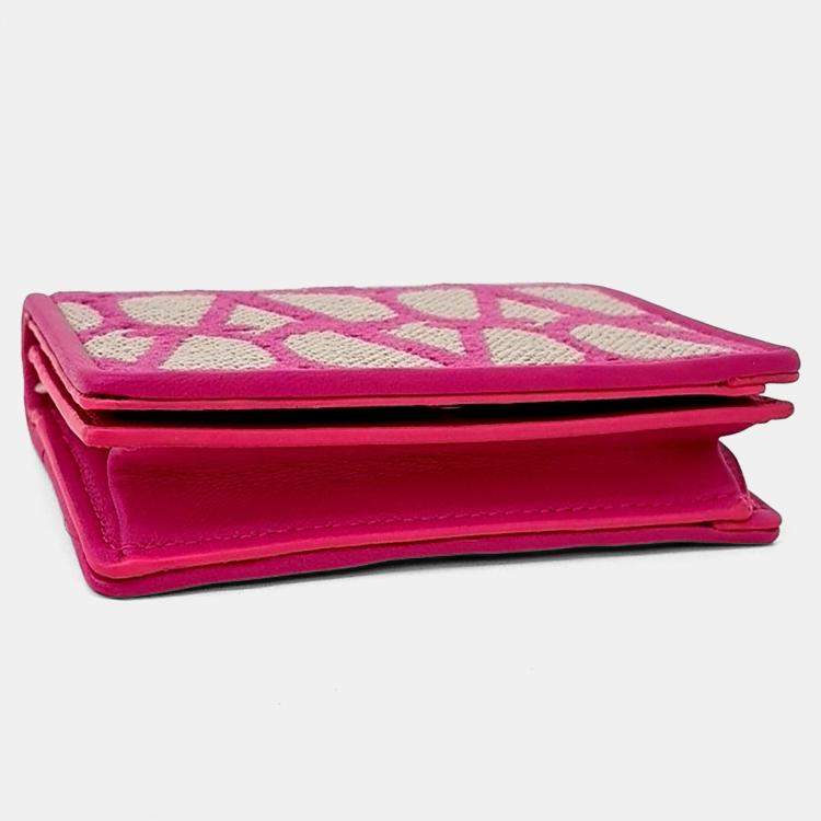 Pre Owned Valentino Pink Canvas Toile Iconograph Bifold Wallet