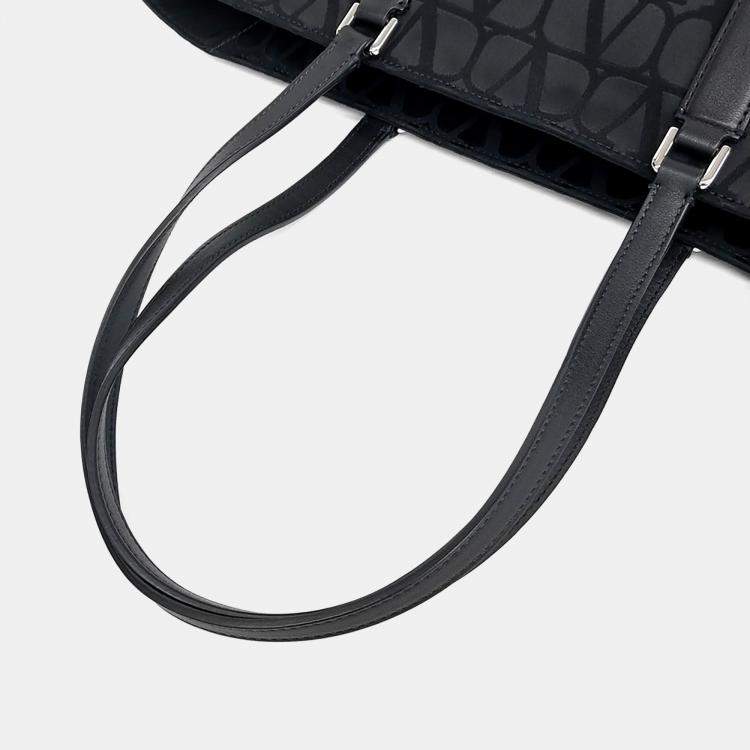 Pre Owned Valentino Black Canvas Toile Iconograph Fabric Shopper Bag