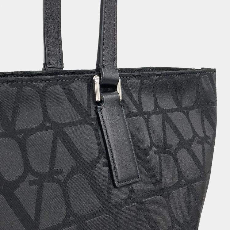 Pre Owned Valentino Black Canvas Toile Iconograph Fabric Shopper Bag