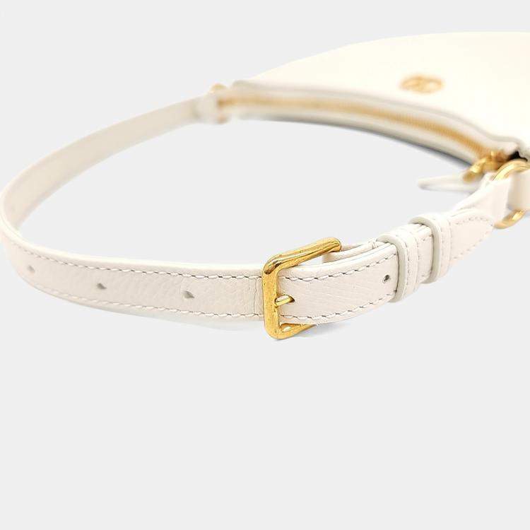 Pre Owned Valentino White Leather V-Logo Mini Hobo Bag