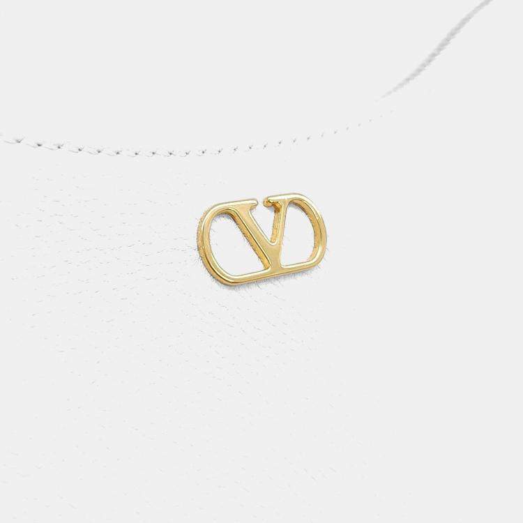 Pre Owned Valentino White Leather V-Logo Mini Hobo Bag