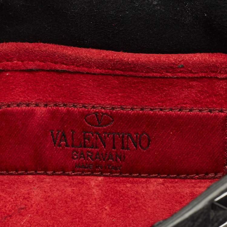 Pre Owned Valentino Rockstud Spike Small Black Quilted Leather Top Handle Bag