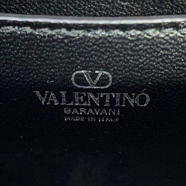 Pre Owned Valentino Garavani Rockstudded Shoulder Bag Silver Patent Leather