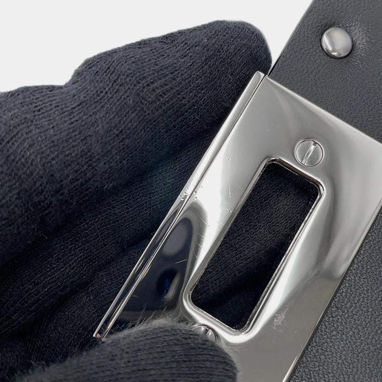 Pre Owned Valentino Garavani Rockstudded Shoulder Bag Silver Patent Leather