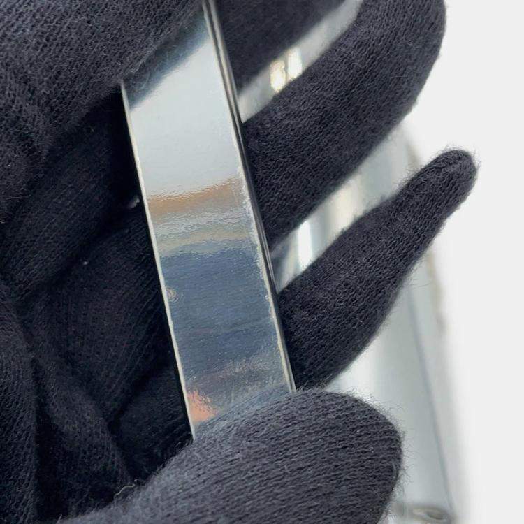 Pre Owned Valentino Garavani Rockstudded Shoulder Bag Silver Patent Leather