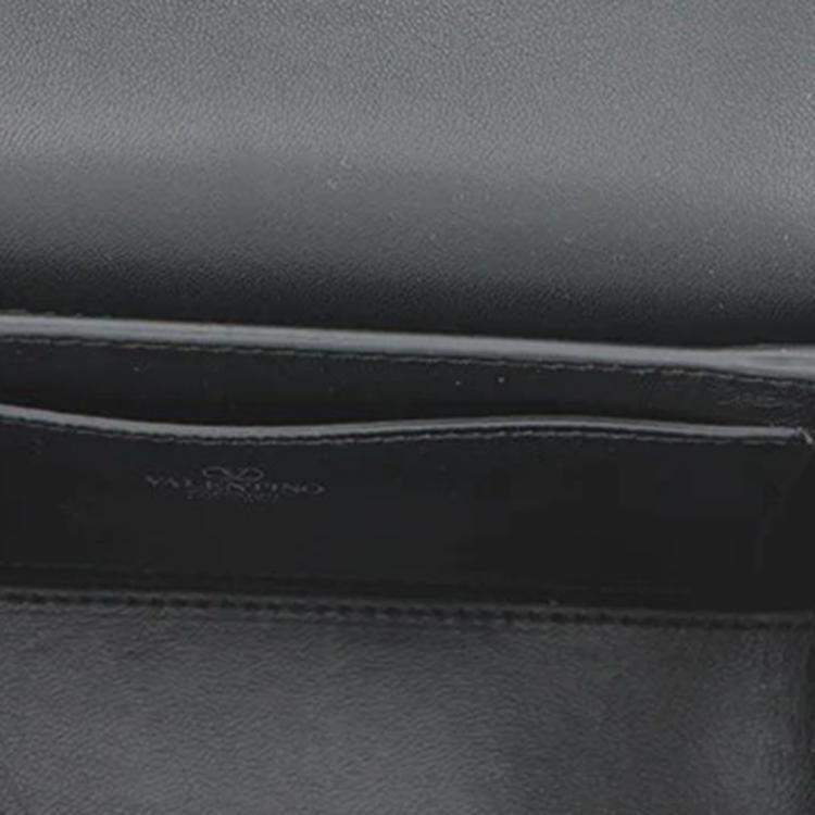 Pre Owned Valentino Garavani Rockstudded Shoulder Bag Silver Patent Leather