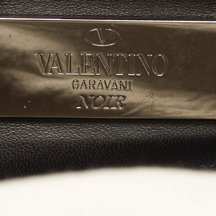 Pre Owned Valentino Rockstud Frame Black Calfhair and Leather Bag