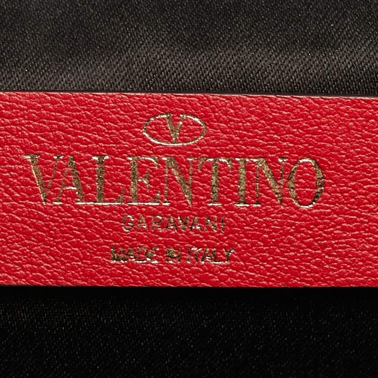 Pre Owned Valentino Black/White Leather VLOGO Inlay Chain Crossbody Bag