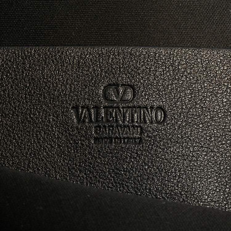 Pre Owned Valentino Black Iconograph Fabric and Leather Tote