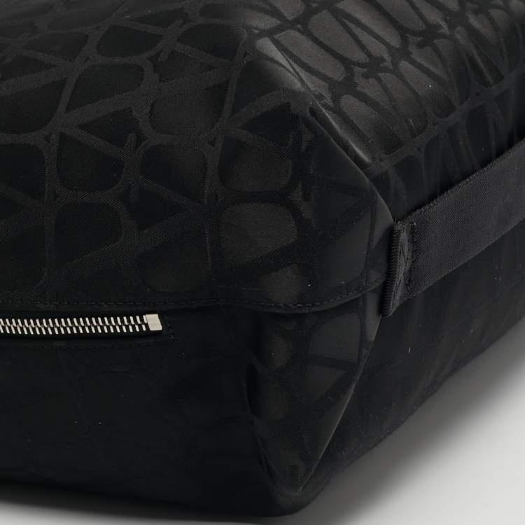 Pre Owned Valentino Black Iconograph Fabric and Leather Tote
