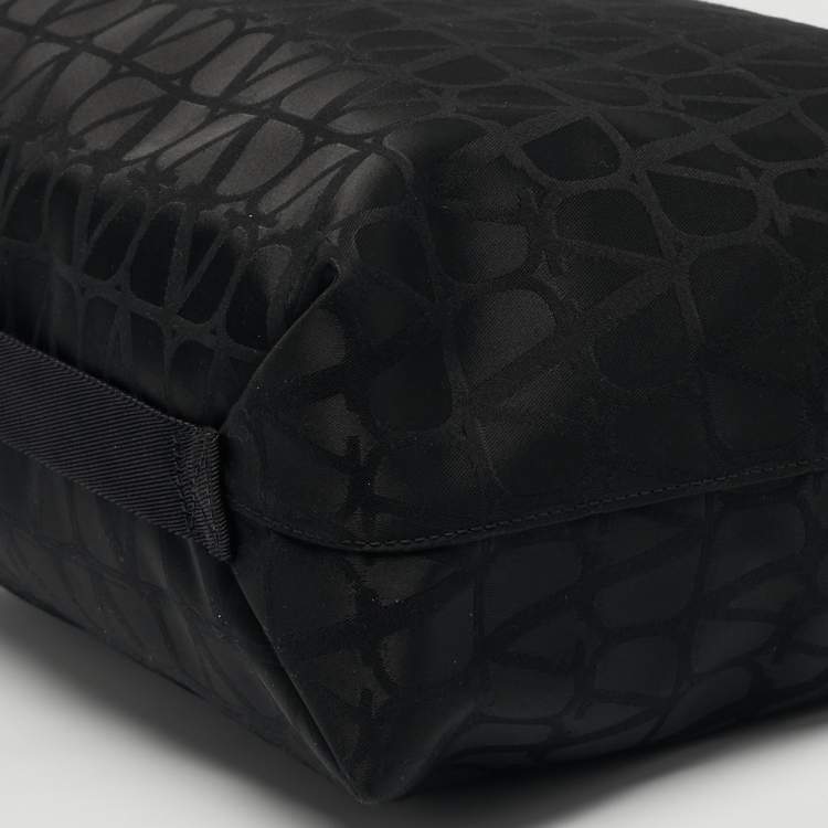 Pre Owned Valentino Black Iconograph Fabric and Leather Tote