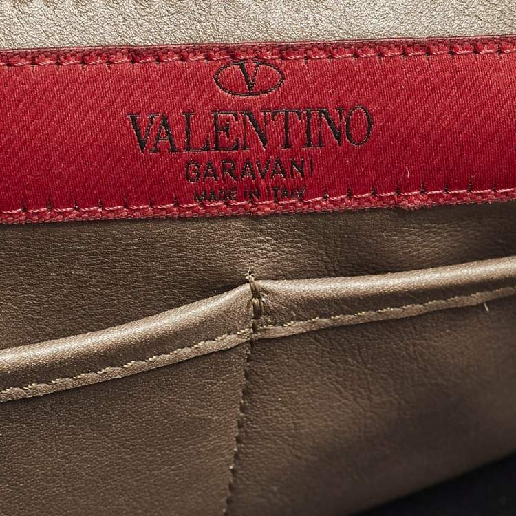 Pre Owned Valentino Rockstud Trapeze Brown Feather Print Calf Hair and Leather Tote