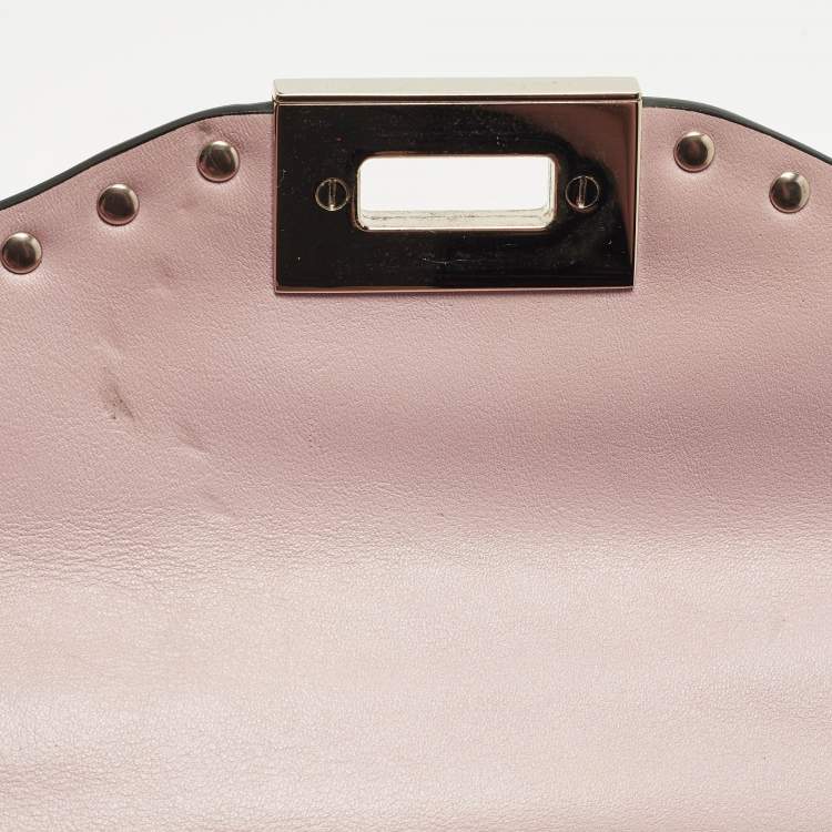 Pre Owned Valentino Rockstud Kimono 1997 Pink Leather Top Handle Bag