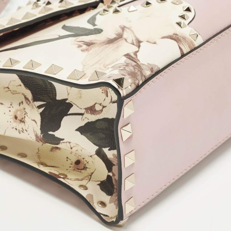 Pre Owned Valentino Rockstud Kimono 1997 Pink Leather Top Handle Bag