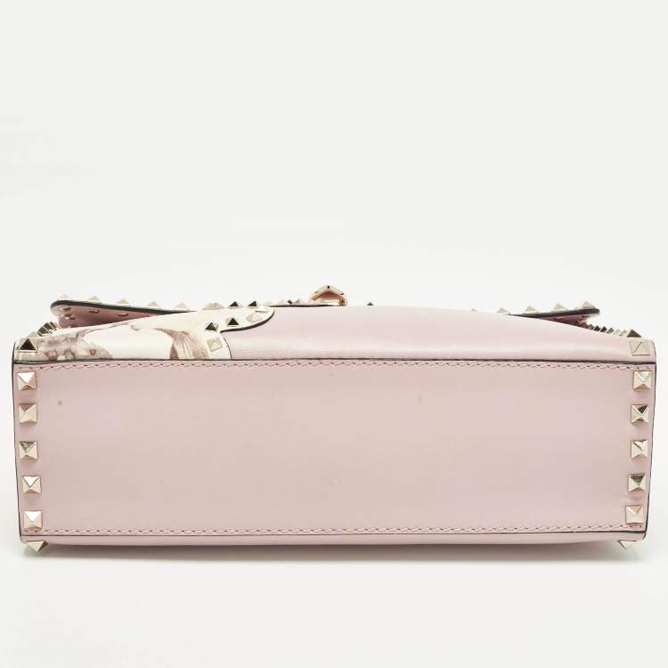 Pre Owned Valentino Rockstud Kimono 1997 Pink Leather Top Handle Bag