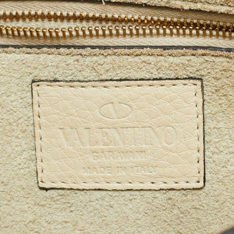 مملوكة مسبقًا Valentino B-Rockstud Medium Cream Leather Shoulder Bag