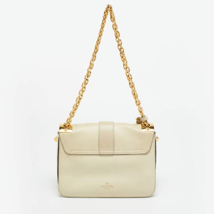 مملوكة مسبقًا Valentino B-Rockstud Medium Cream Leather Shoulder Bag