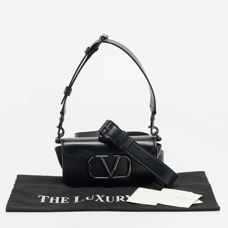 Pre Owned Valentino Loco Black Small Leather Shoulder Bag