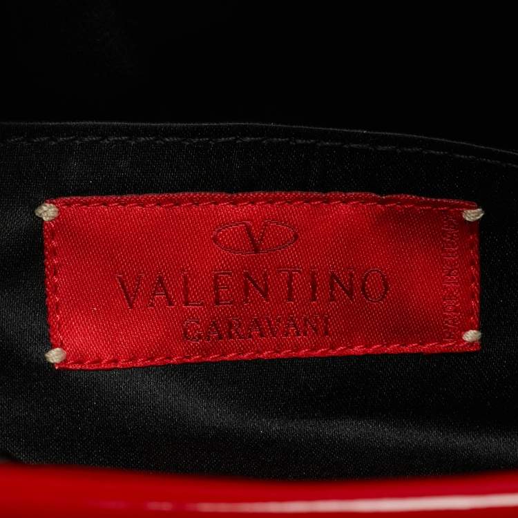 Pre Owned Valentino Betty Bow Red Patent Leather Tote
