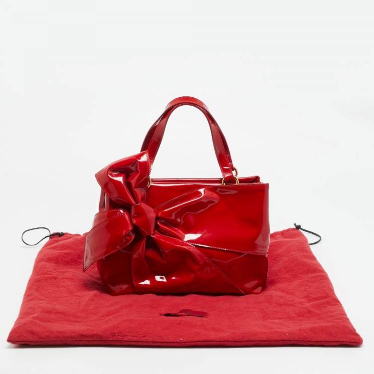 Pre Owned Valentino Betty Bow Red Patent Leather Tote