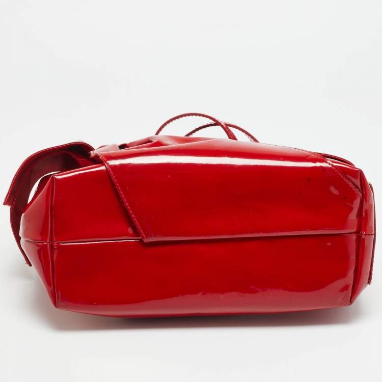 Pre Owned Valentino Betty Bow Red Patent Leather Tote