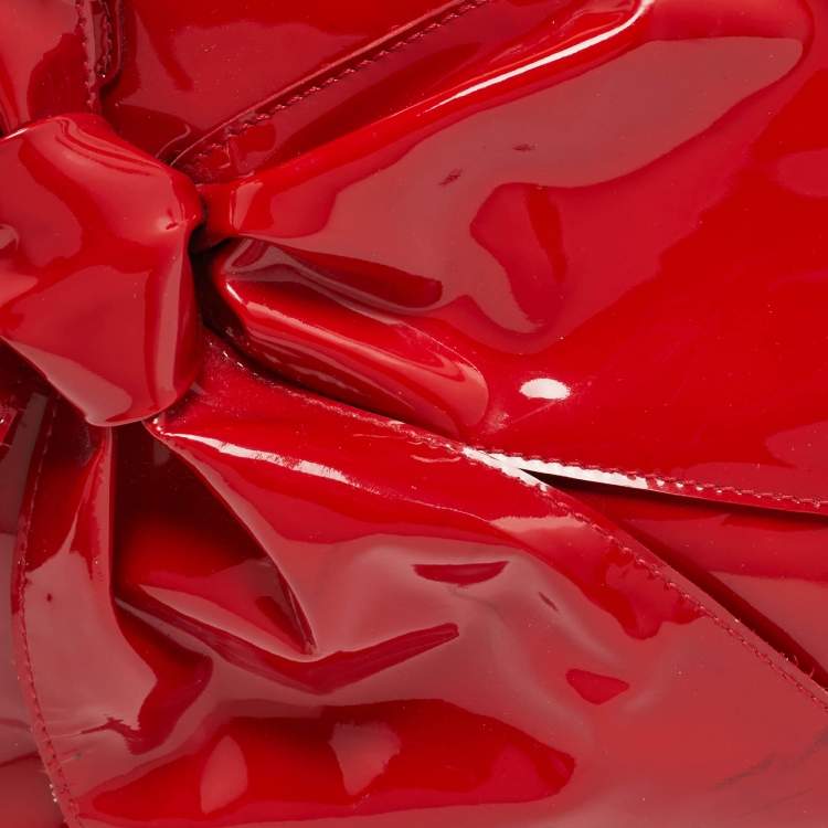 Pre Owned Valentino Betty Bow Red Patent Leather Tote