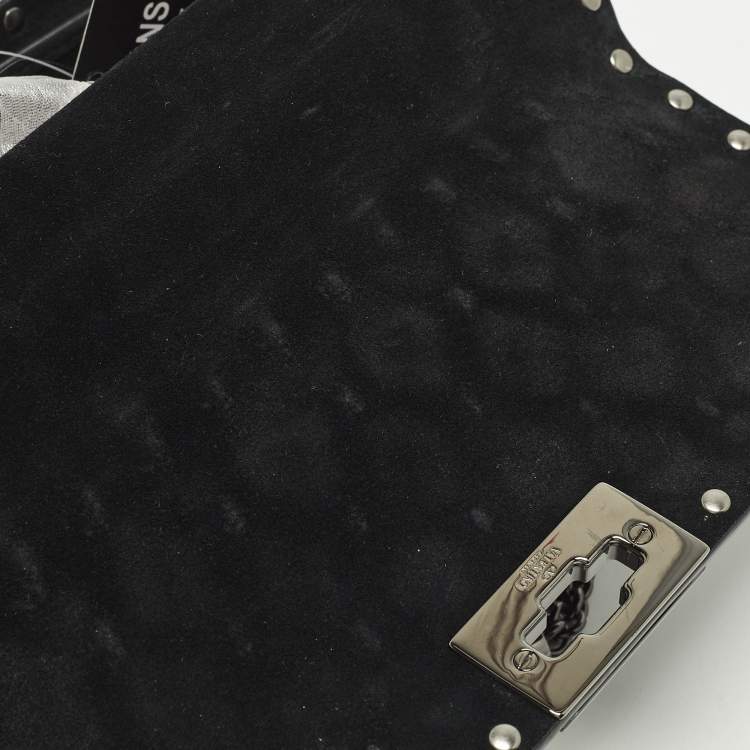 Pre Owned Valentino Rockstud Spike Black Quilted Leather Top Handle Bag