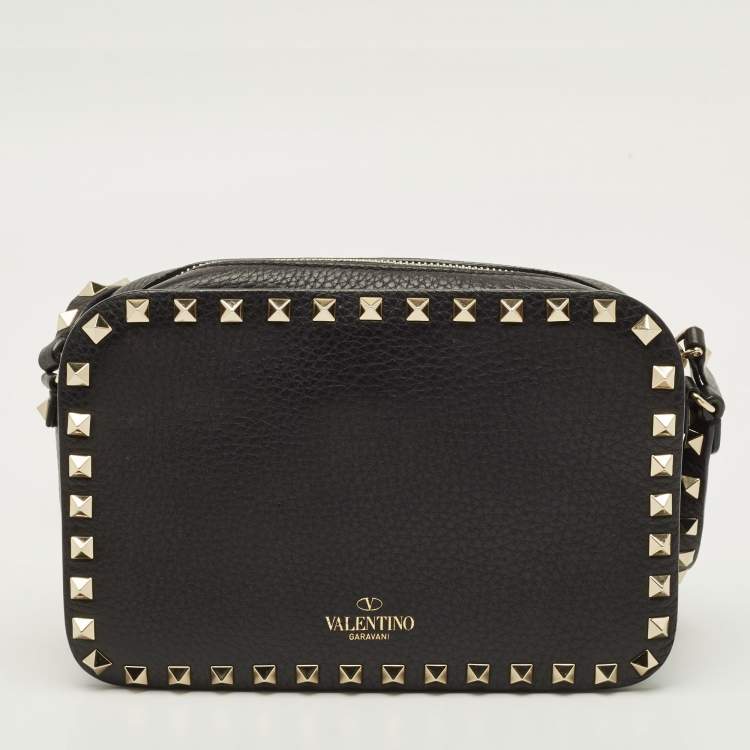 Pre Owned Valentino Black Leather Rockstud Crossbody Bag