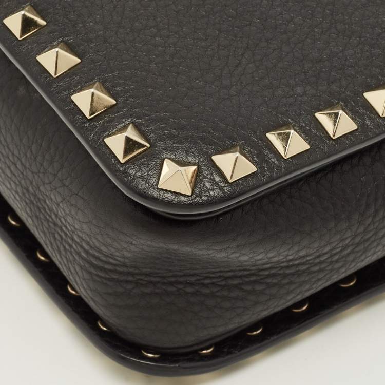 Pre Owned Valentino Black Leather Rockstud Crossbody Bag