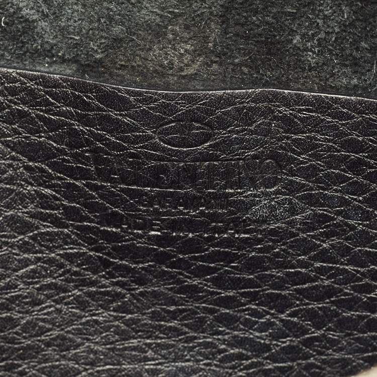 Pre Owned Valentino Black Leather Rockstud Crossbody Bag