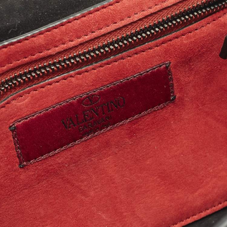 Pre Owned Valentino Rockstud Spike Black Quilted Leather Crossbody Clutch