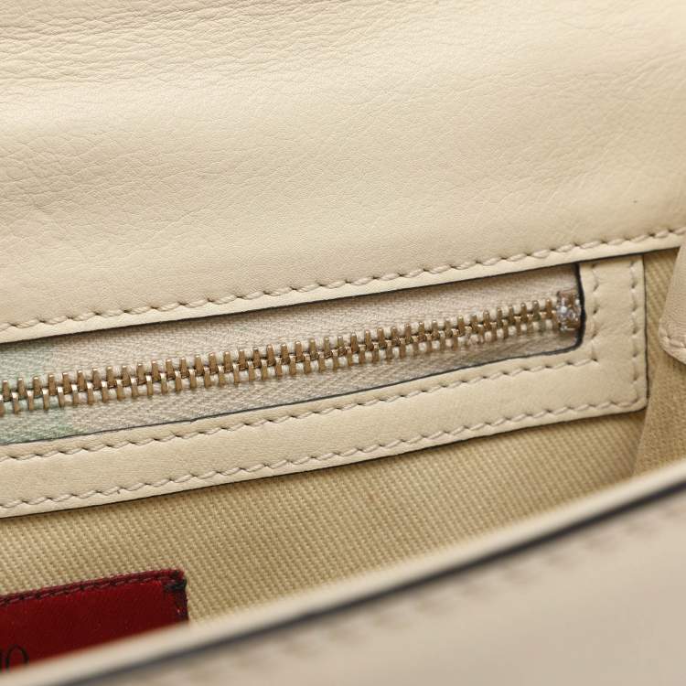 مملوكة مسبقًا Valentino Neon Yellow/Cream Leather Medium Rockstud Glam Lock Flap Bag