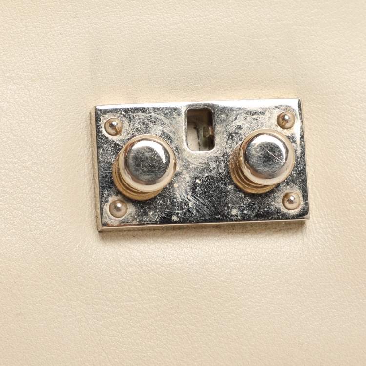 مملوكة مسبقًا Valentino Neon Yellow/Cream Leather Medium Rockstud Glam Lock Flap Bag