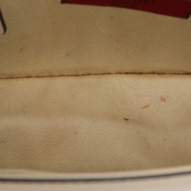 مملوكة مسبقًا Valentino Neon Yellow/Cream Leather Medium Rockstud Glam Lock Flap Bag