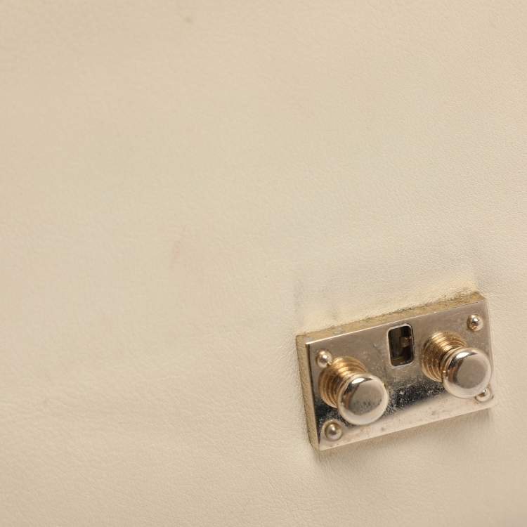 مملوكة مسبقًا Valentino Neon Yellow/Cream Leather Medium Rockstud Glam Lock Flap Bag