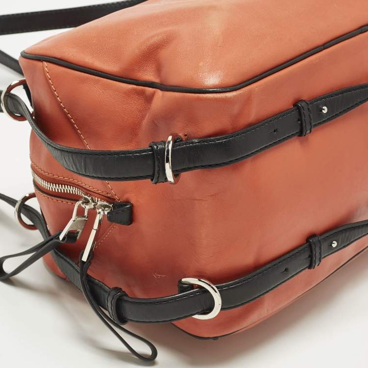 Pre Owned Valentino Orange/Black Leather Duffel Bag