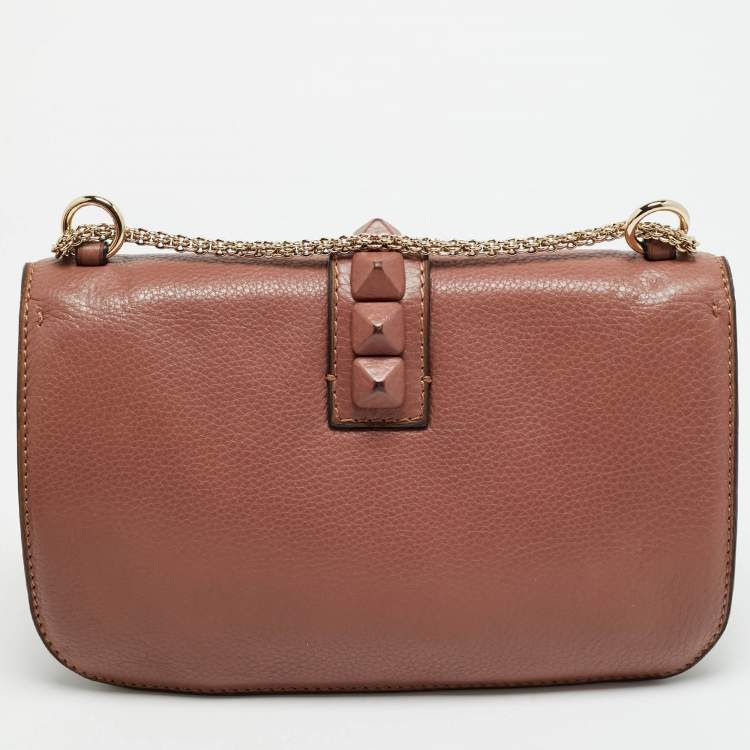 مملوكة مسبقًا Valentino Rockstud Glam Lock Medium Old Rose Leather Flap Bag