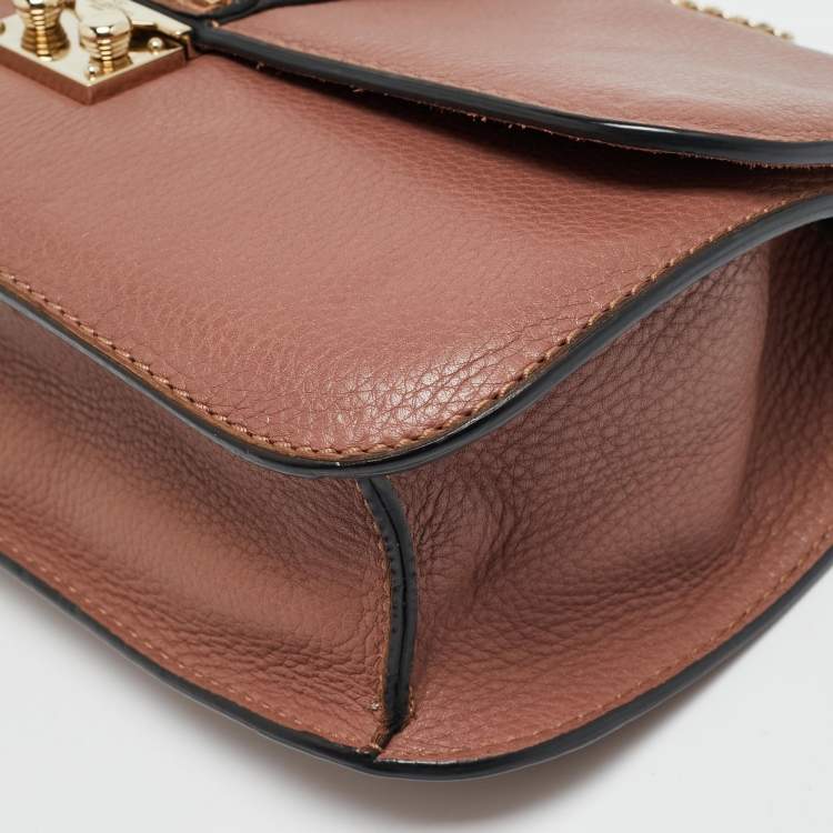 مملوكة مسبقًا Valentino Rockstud Glam Lock Medium Old Rose Leather Flap Bag