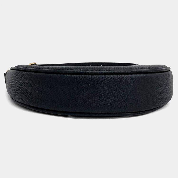 Pre Owned Valentino Black Leather V-Logo Mini Hobo Bag