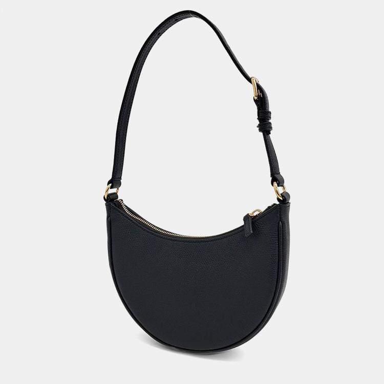 Pre Owned Valentino Black Leather V-Logo Mini Hobo Bag